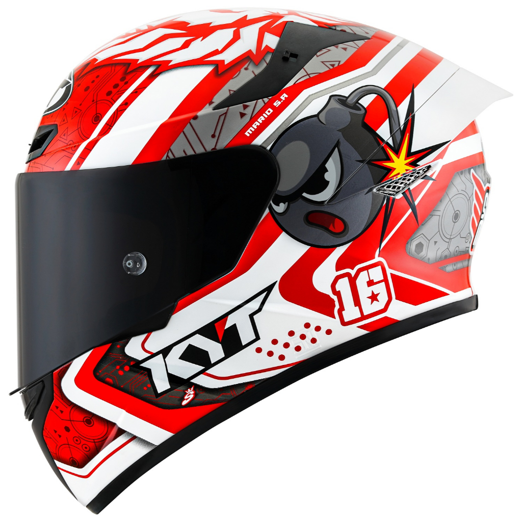 Capacete Moto Esportivo KYT Quit TT Course Super Mario Gloss MotoGp C/ Selo Inmetro