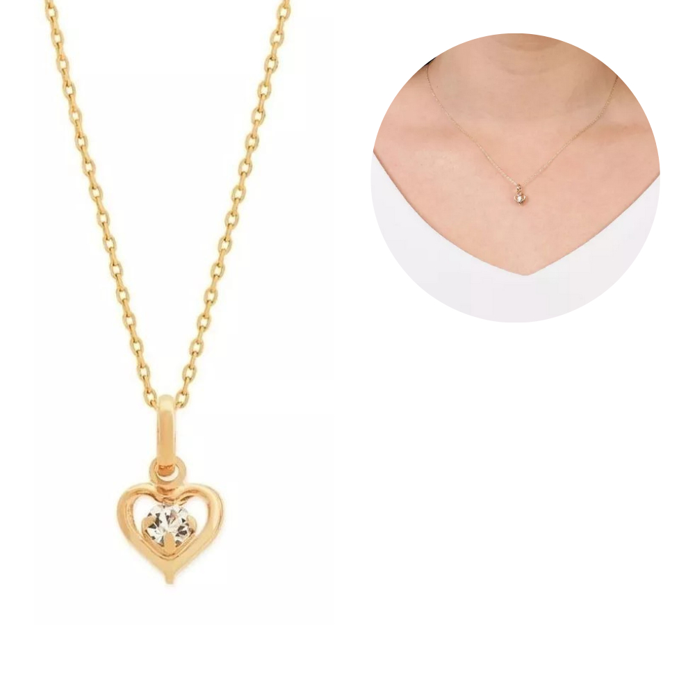 Colar E Pingente Rommanel Coração Vazado Folheado Ouro 18k 45cm ou 50cm em Oferta na Shopee
