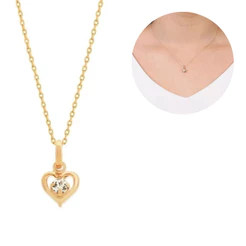 Colar E Pingente Rommanel Coração Vazado Folheado Ouro 18k 42cm ou 50cm