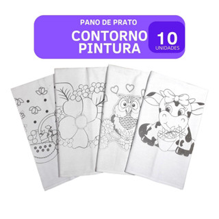 Kit 10 Pano De Prato Branco Profissional Riscado Para Pintura Pintar Contorno