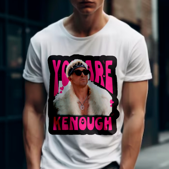 Camisa Masculina Personalizada You are Kenough Feminina Basica Filme Barbie Unissex, Blusa Camisa Malha Fria Modelo Lisa/Raglan