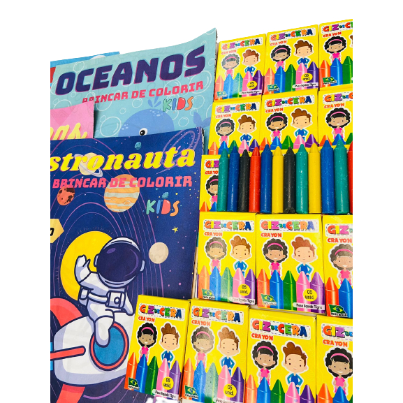 100 Revistinha Livrinho Colorir + 100 Mini Giz Cera Pintar Lembracinha Aniversario Prenda novo em Oferta na Shopee