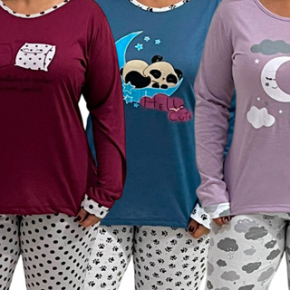Pijama de Personagens de Frio em Malha manga Longa