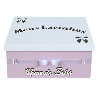 Caixa Laço em Madeira Mdf Personalizado com nome do bebê