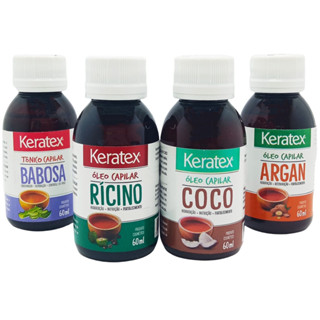 Kit Keratex Tratamento Capilar Óleo de Coco, Óleo de Rícino, Óleo de Argan e Tônico de Babosa 60ml