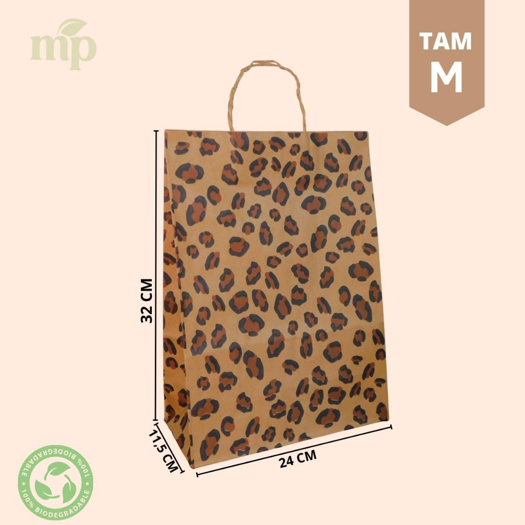 Sacola Kraft Onça Papel 50 unidades