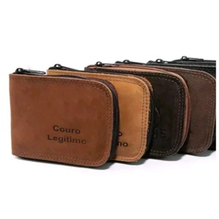 Carteira de couro fechamento ziper com porta moedas ideal para presente cores variadas City Man em Oferta na Shopee