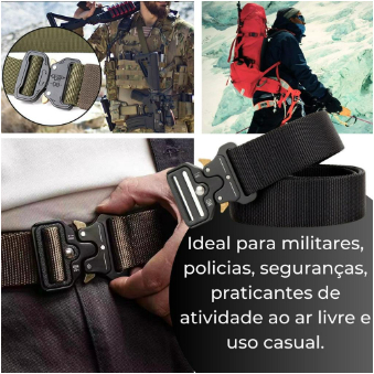 Cinto tático Militar Largo Masculino Nylon Fivela Liga de Zinco e Engate Rápido