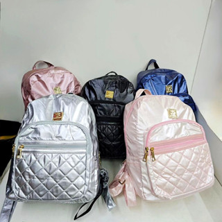 Mochila Feminina Escolar Bolsa Brilhosa Grande Espaçosa Com PomPom Alça Ajustável Passeio Casual Viagem