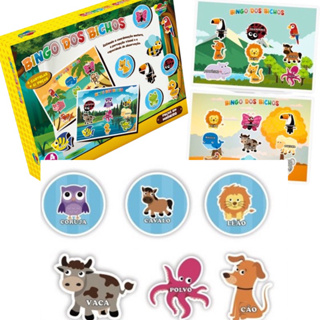 Bingo dos Bichos 65 peças em MDF Brinquedo Educativo e Pedagógico Jogo Bingo Infantil em Oferta na Shopee