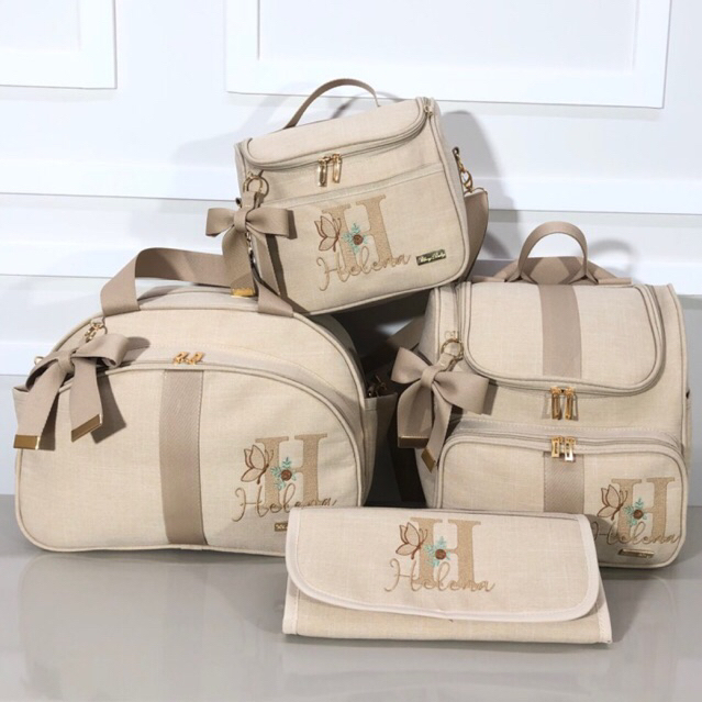 Kit de Bolsa Mochila Frasqueira Deluxe e Trocador Personalizado