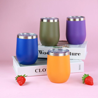 Copo Térmico 360ML Inox Com Tampa Acrílica Formato Oval