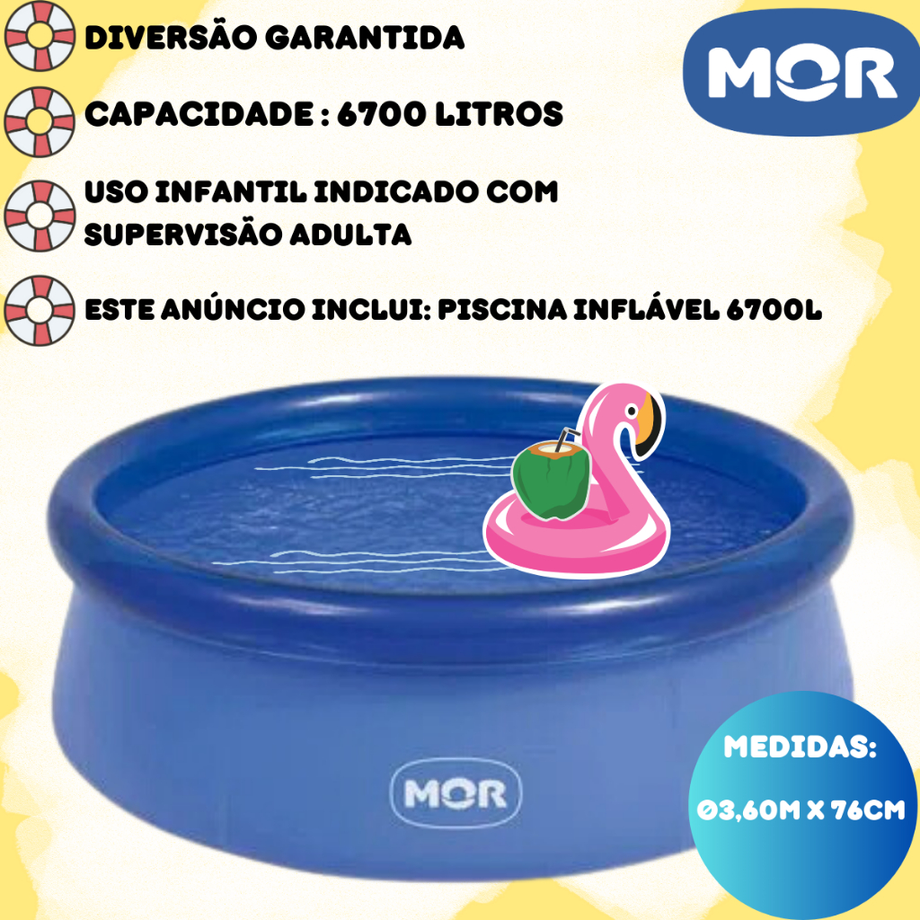 Piscina Splash Inflável Redonda Lona 6700 Litros - Mor em Oferta na Shopee