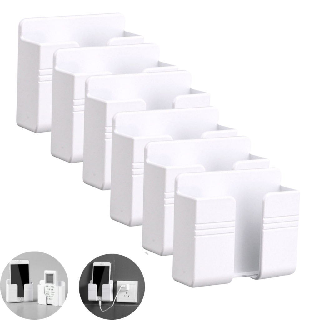 6 Suporte De Parede Para Celular Controle Plástico Branco