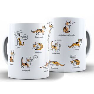 Caneca Linguagem Dos Gatos + Caixa - Xícara Divertida 325ML Cerâmica em Oferta na Shopee
