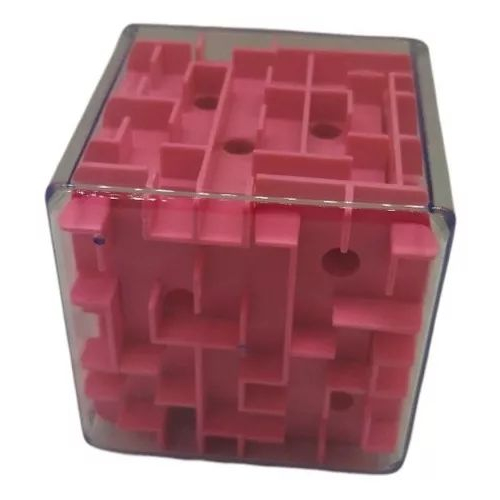 Cubo Mágico 3d Labirinto Acrilico Puzzle Desafio Rosa 8 cm menor preço