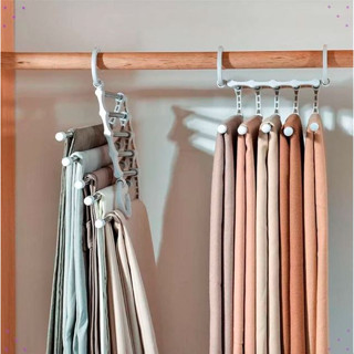 Kit Cabide Para Calça Organizador Aço Inox Multifuncional Retrátil 5 em 1