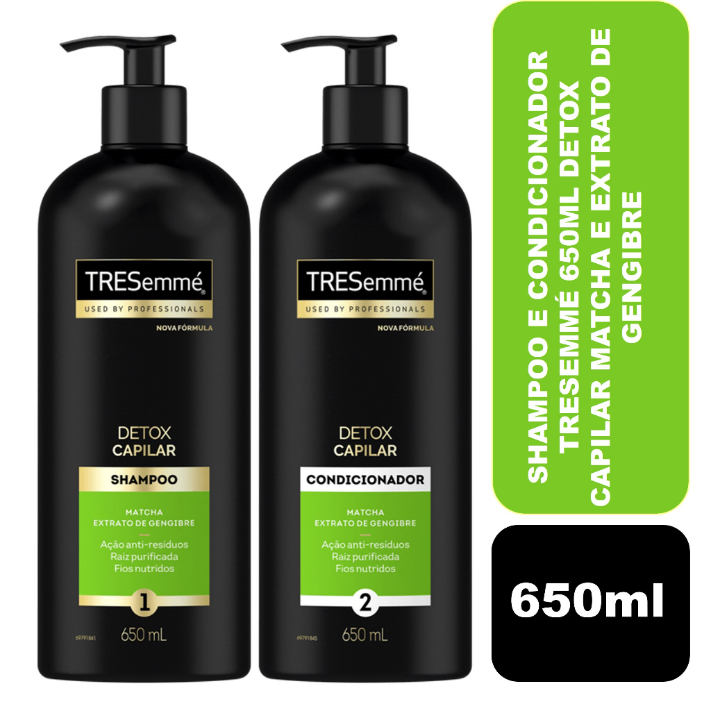 Shampoo e Condicionador Tresemmé 650ml Detox Capilar Matcha e Extrato de Gengibre em Oferta na Shopee