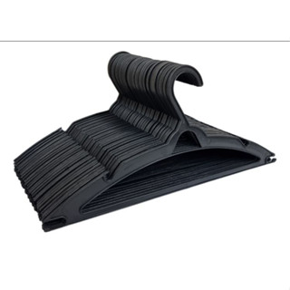 Kit 50 Cabides Preto Plastico Tradicional Reforçado