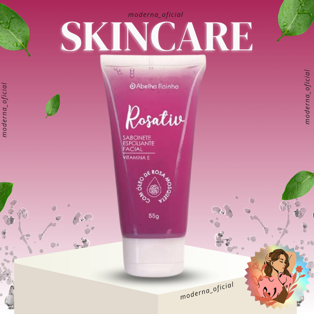 Sabonete Esfoliante Facial com Óleo de Rosa Mosqueta Rosativ 55g Abelha Rainha