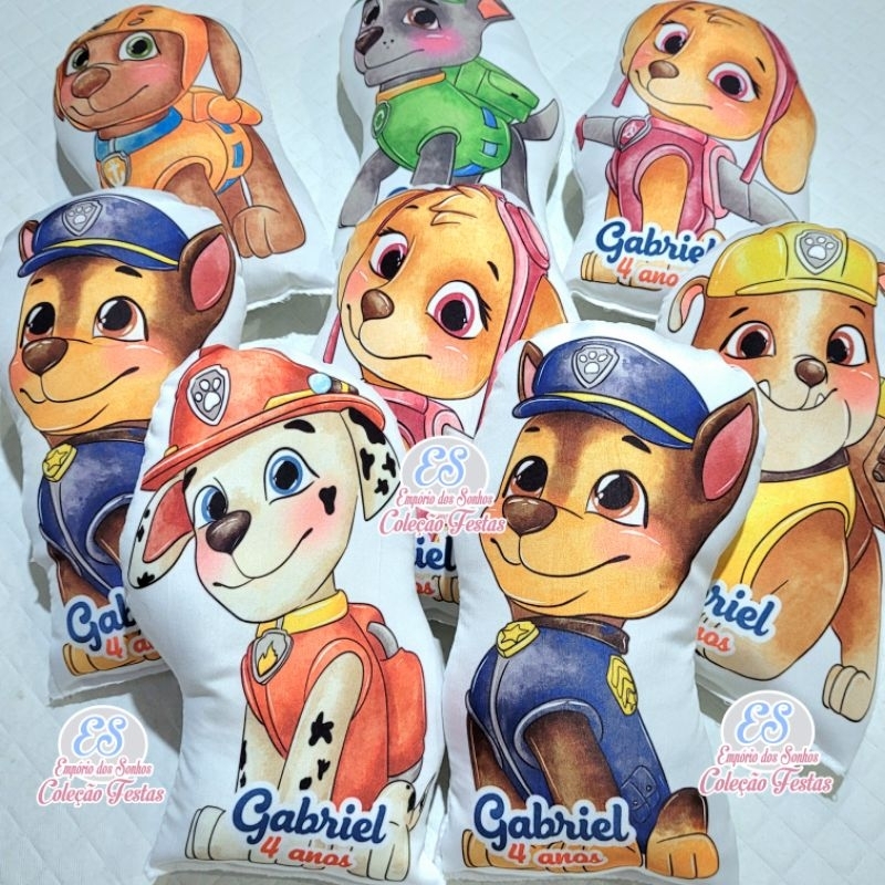 15 almofadas Patrulha Canina personalizadas 15cm para lembrancinha de aniversário batizado primeira comunhão