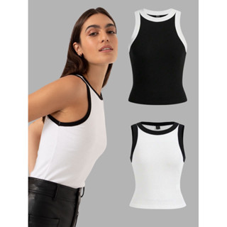 Regata BICOLOR DUO PRETA E BRANCA Azul BEGE Feminina Canelada ZARA Moda Gringa Elegante Alfaitaria QUALIDADE PREMIUM ORIGINAL
