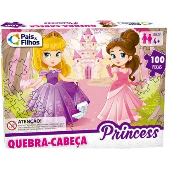 Quebra Cabeça Princesas Pais & Filhos Quebra 100 peças a partir de 4 anos de Idade para Meninos e Meninas Brinquedo dia das Crianças Presente de Aniversário Presente de Natal