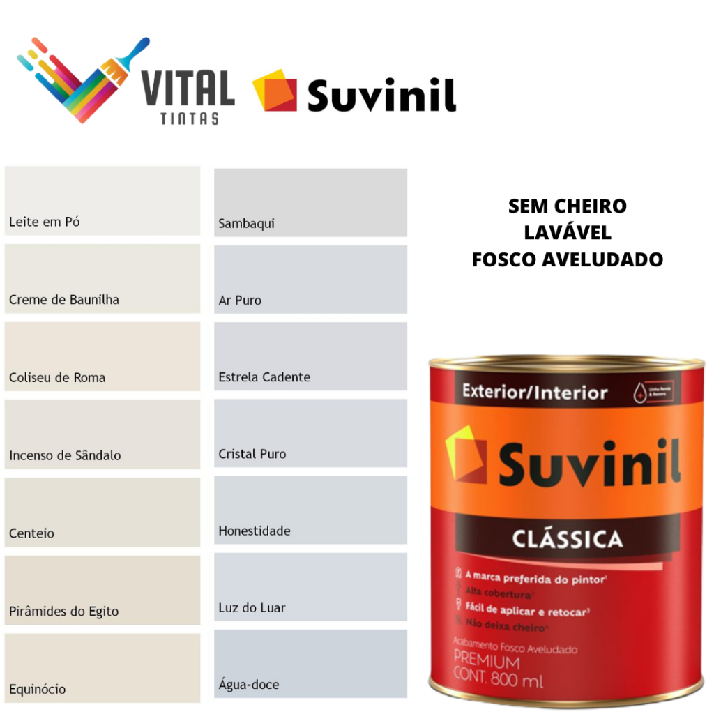 Tinta Suvinil Para Parede Lavável Toque Fosco 800ml