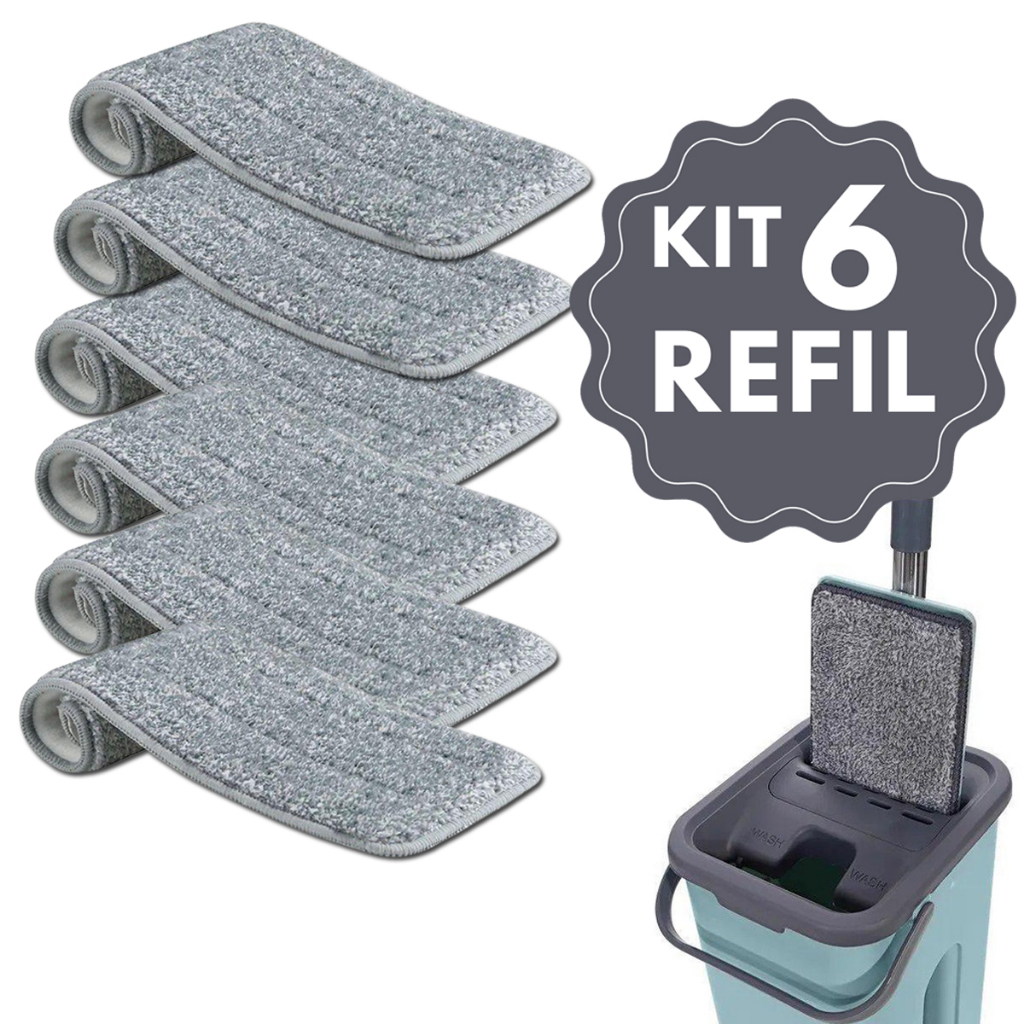 Kit Refil Para Flat Mop Com 6 Unidades - 123 Útil em Oferta na Shopee