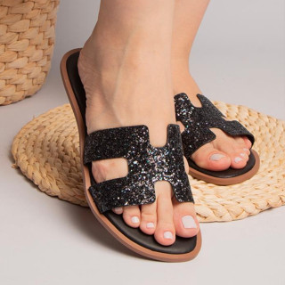 Sandália Rasteirinha Feminina Brilho Luxo Rasteira H Flat Confortável Basicá Simples Verão