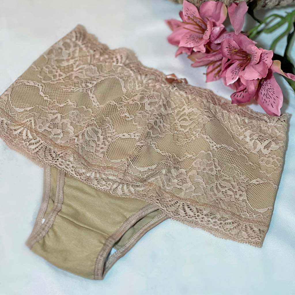 Kit 3 Cinta Calcinha Algodão Renda Fátima Adulto Feminina Aperta Barriga Tanga Lingerie Có...