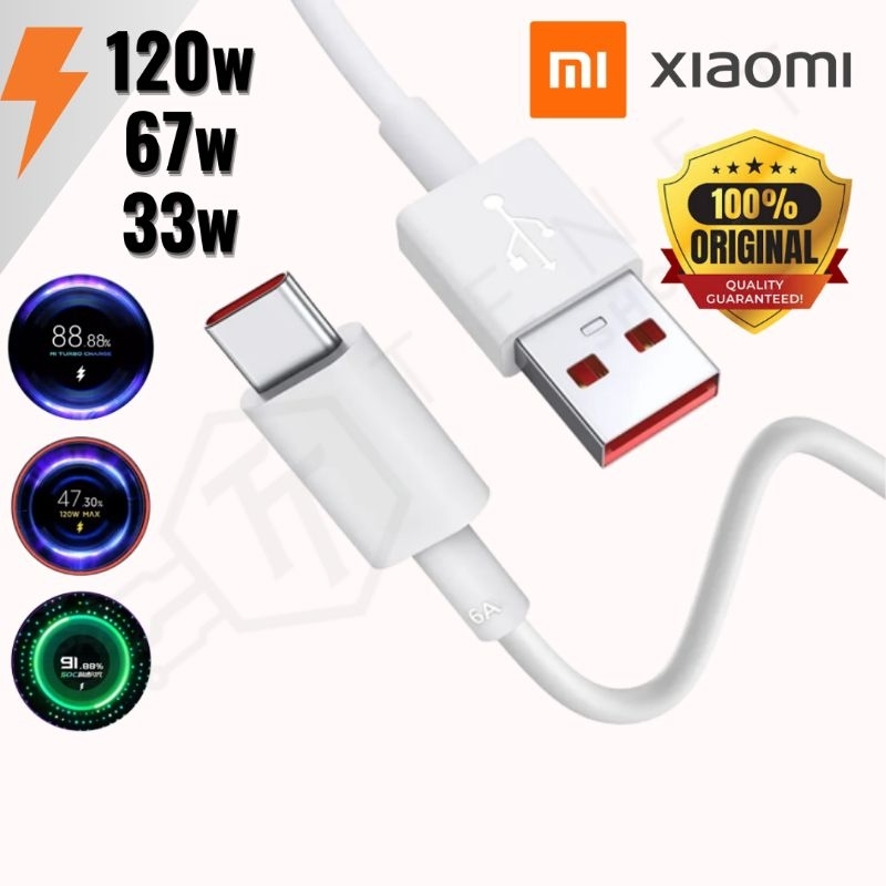 Cabo Xiaomi Original USB Tipo C 33W/67W/120W Turbo 1 Metro 1.5 Metros e 2 Metros