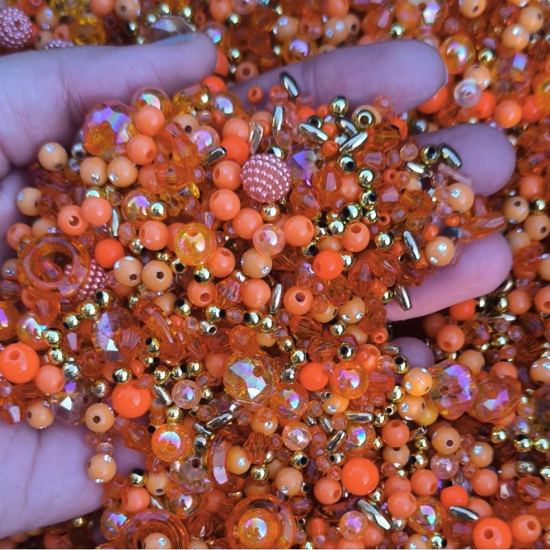 Blend Mix Pérolas Bolinhas Miçangas LARANJA Tamanhos e formas VARIADOS em Oferta na Shopee