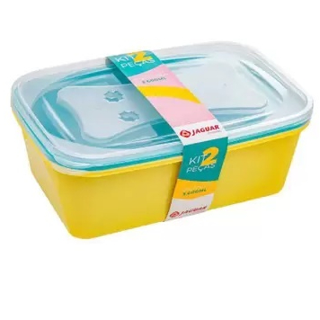 Kit 02 Peças Potes Jaguar - Conjunto Top Potes Jaguar Grande 3,6l - 02 Peças - Kit de Potes Retangular 2 Unidades 3,6L com Tampa - Jaguar - PANAMI