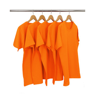 Kit 5 Camisetas Manga Curta 100% Poliéster Laranja Unissex Lisa