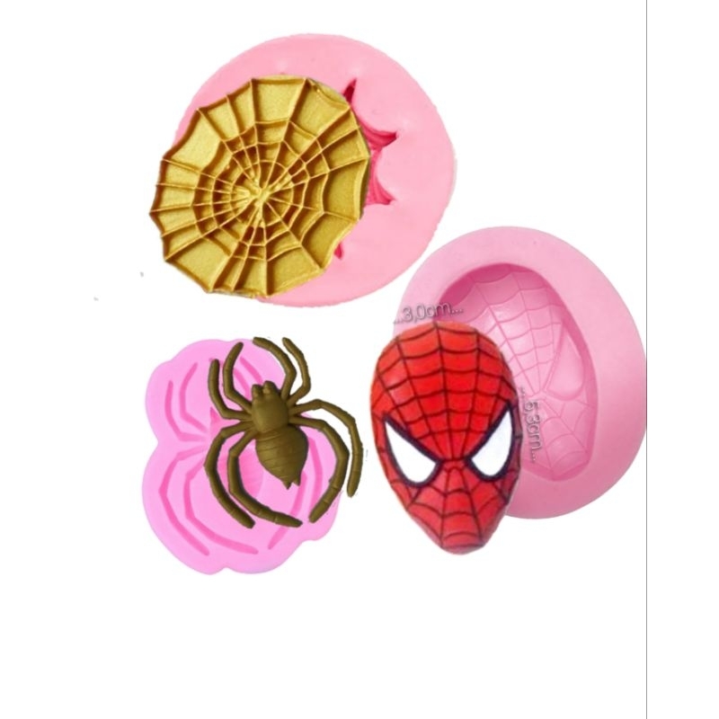 Molde de silicone - kit Homem Aranha 3pçs (Teia/Máscara/símbolo Aranha).