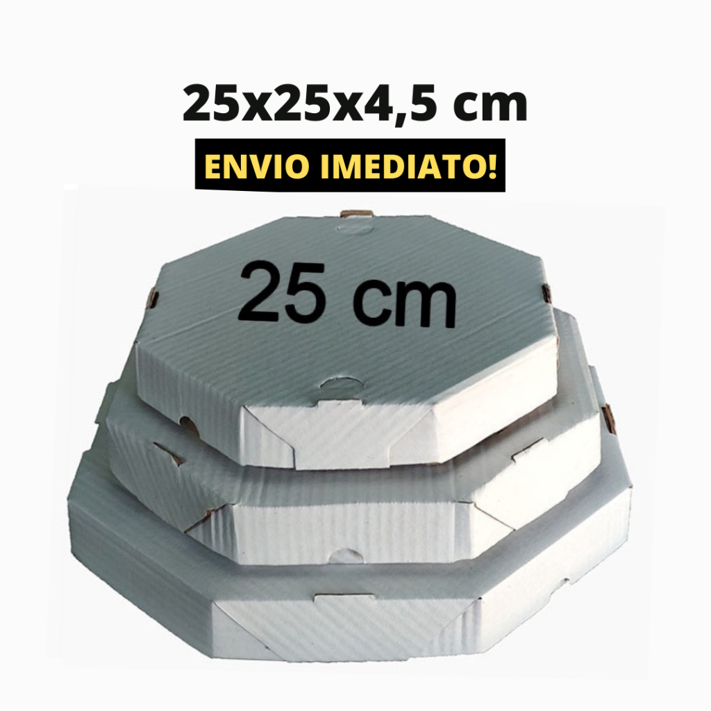 Kit 10 Caixa Oitavada 25cm Super Resistente para Pizza Broto Salgados e Doces Delivery