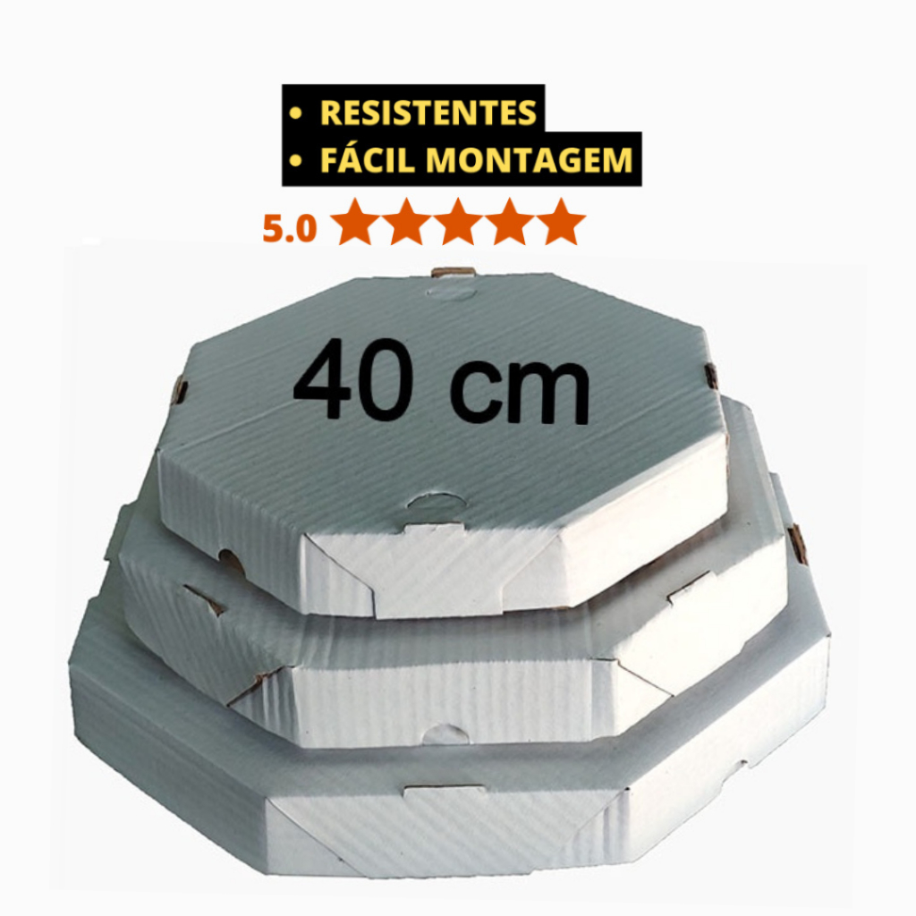 Kit 10 Caixa Oitavada 40cm Reforçada para Pizza Família e Salgados Delivery em Oferta na Shopee