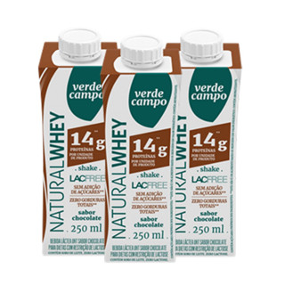 Shake Natural Whey Verde Campo Chocolate 250Ml 14G - Pack C/3Un