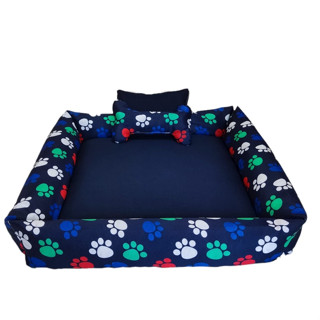 Cama Caminha Pet Grande Lavável C/Zíper 60cm x 60cm P/ Cachorro Gato + Ossinho