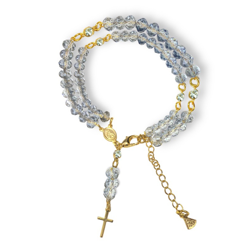 Pulseira Folheada Cristal Pingente Nossa Senhora Aparecida Transparente