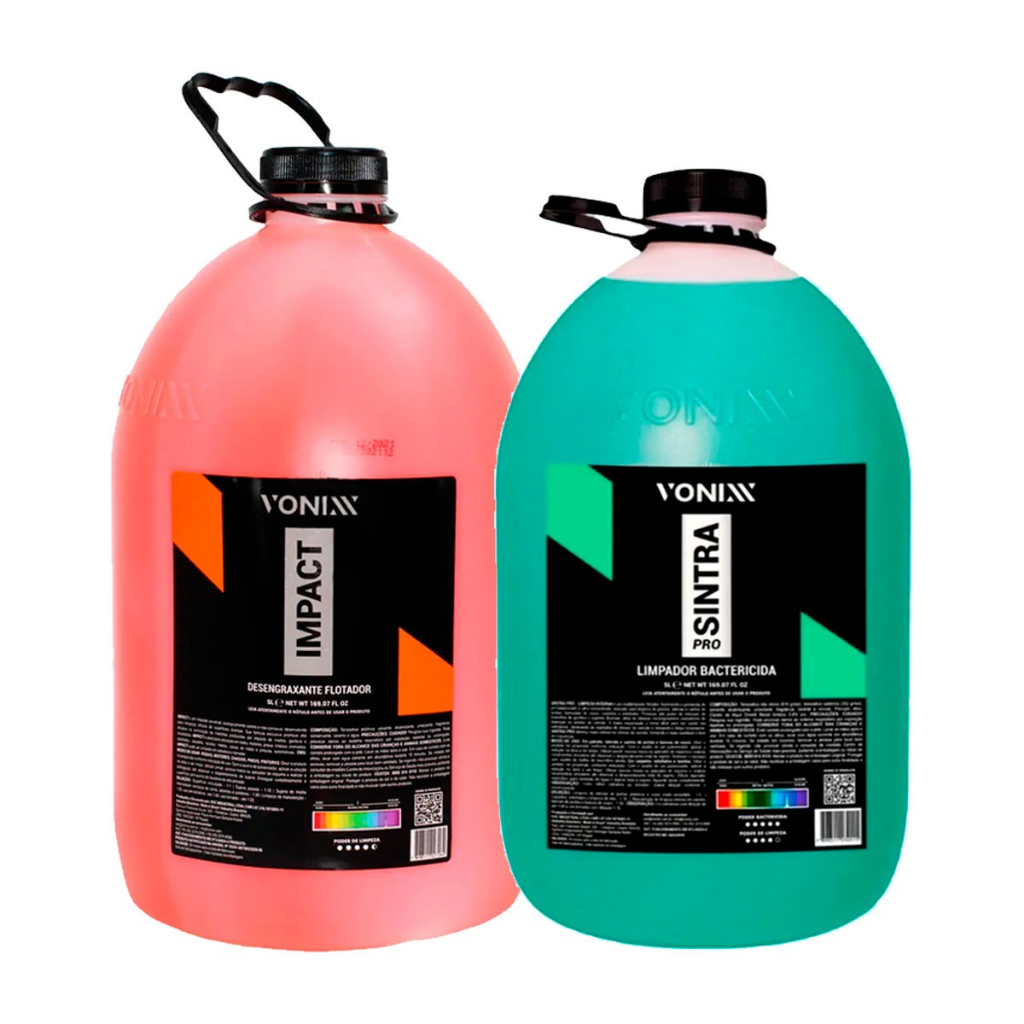 Kit Higienização Interna e Externa Vonixx - Sintra Pro + Impact - LIMPADOR FLOTADOR BACTERICIDA DE PH BALANCEADO, ULTRA CONCENTRADO