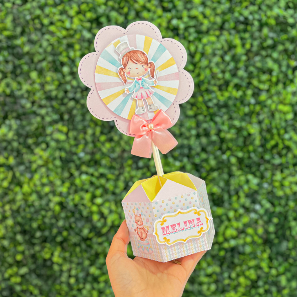 Kit de Centro de mesa Circo Rosa | Arranjo Enfeite Cachepô | Lembrancinha | Festa  | Personalizados