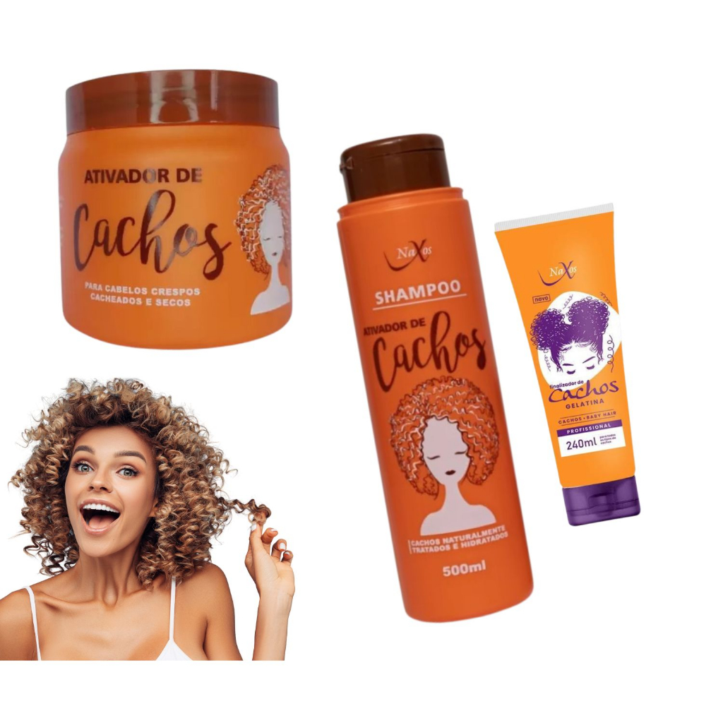 Kit Ativador De Cachos Naxos ou Kit Afro Cachos Completo.