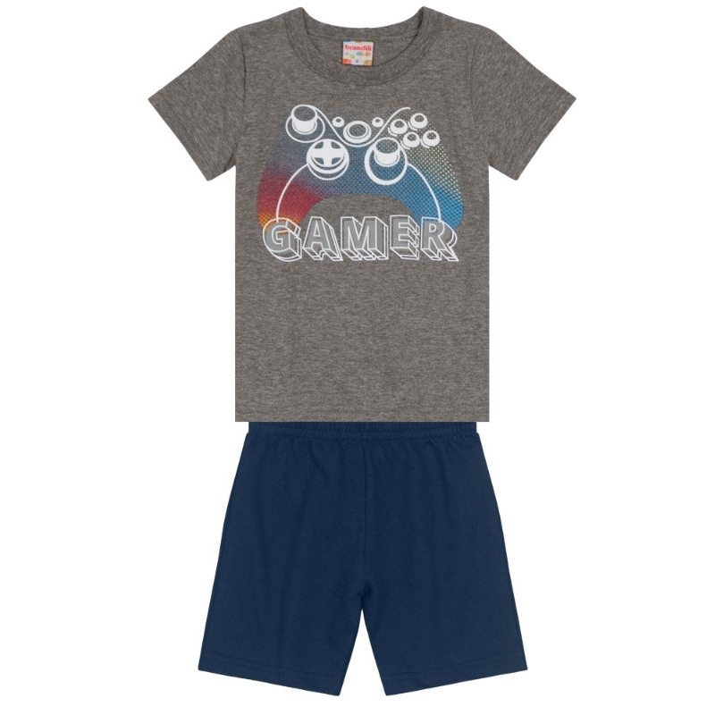 Conjunto Gamer Infantil Masculino Camiseta e Bermuda Moletinho Brandili - 35899.044