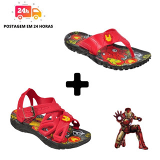 KIT Chinelo + Sandália Papete Infantil Homem Aranha, Capitão América, Ben 10, Hot Whells OFERTA