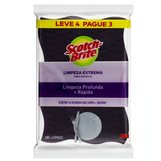 Kit com 4 Esponja Scotch Brite Extrema Leve 4 Pague 3