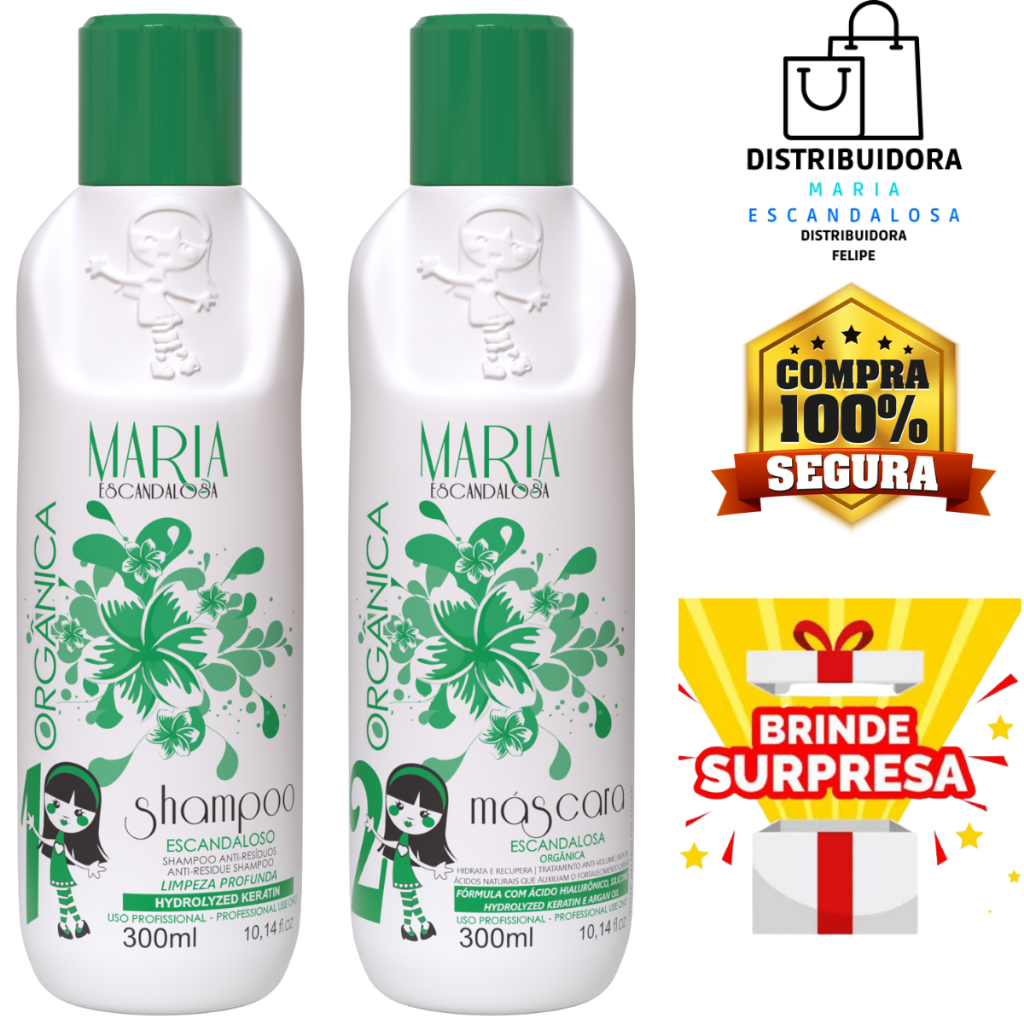 Kit Escova Progressiva Orgânica Sem Formol 2x300ml - Maria Escadalosa