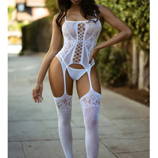 Arrastão Bodystocking, corpo inteiro sem mangas malha Bodysuit, Lingerie Sensual N°6
