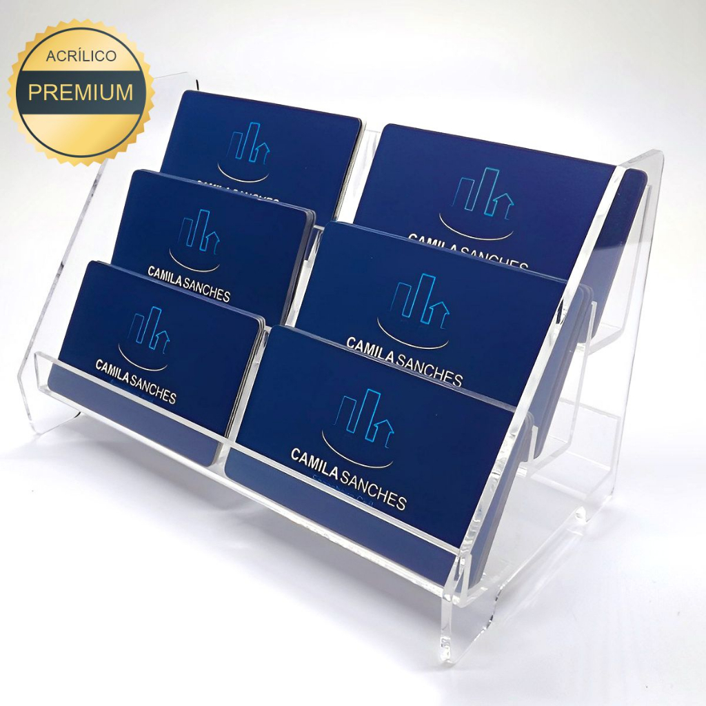 Porta Cartao De Visita Escadinha Com 6 Espaços Em Acrílico em Oferta na Shopee